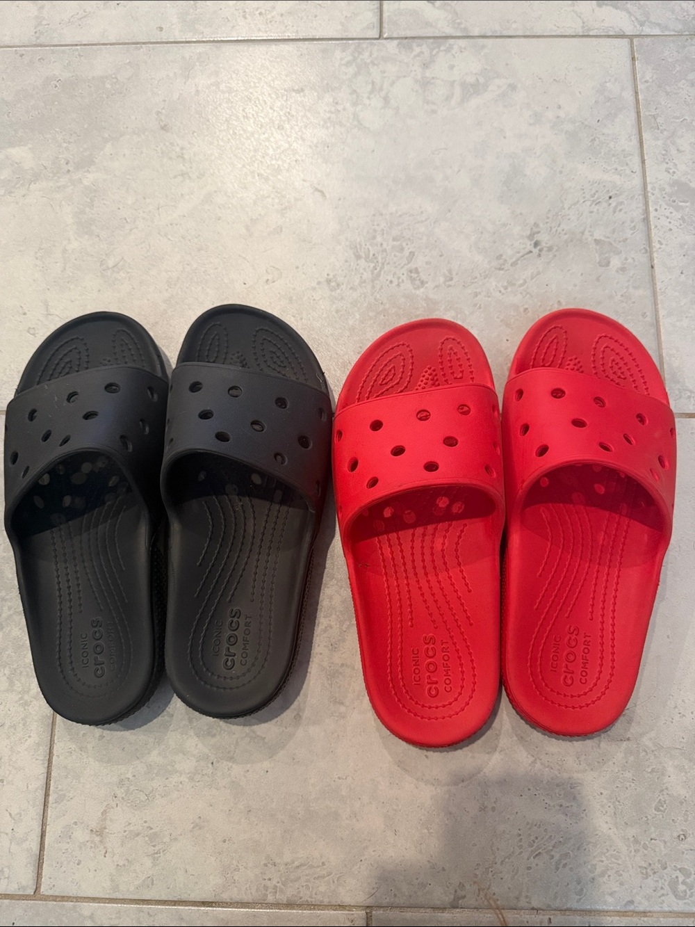 CROCS Dual-Pack Slide Sandals in Black and Red